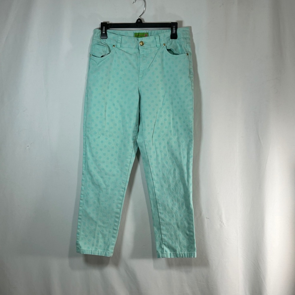 Banana Republic Women's Aqua Polka Dot Cropped Pants Size Medium